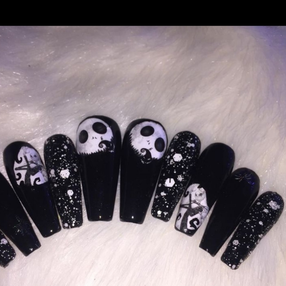 Nightmare before Xmas Jack skeleton black and white pressonnails pPN122